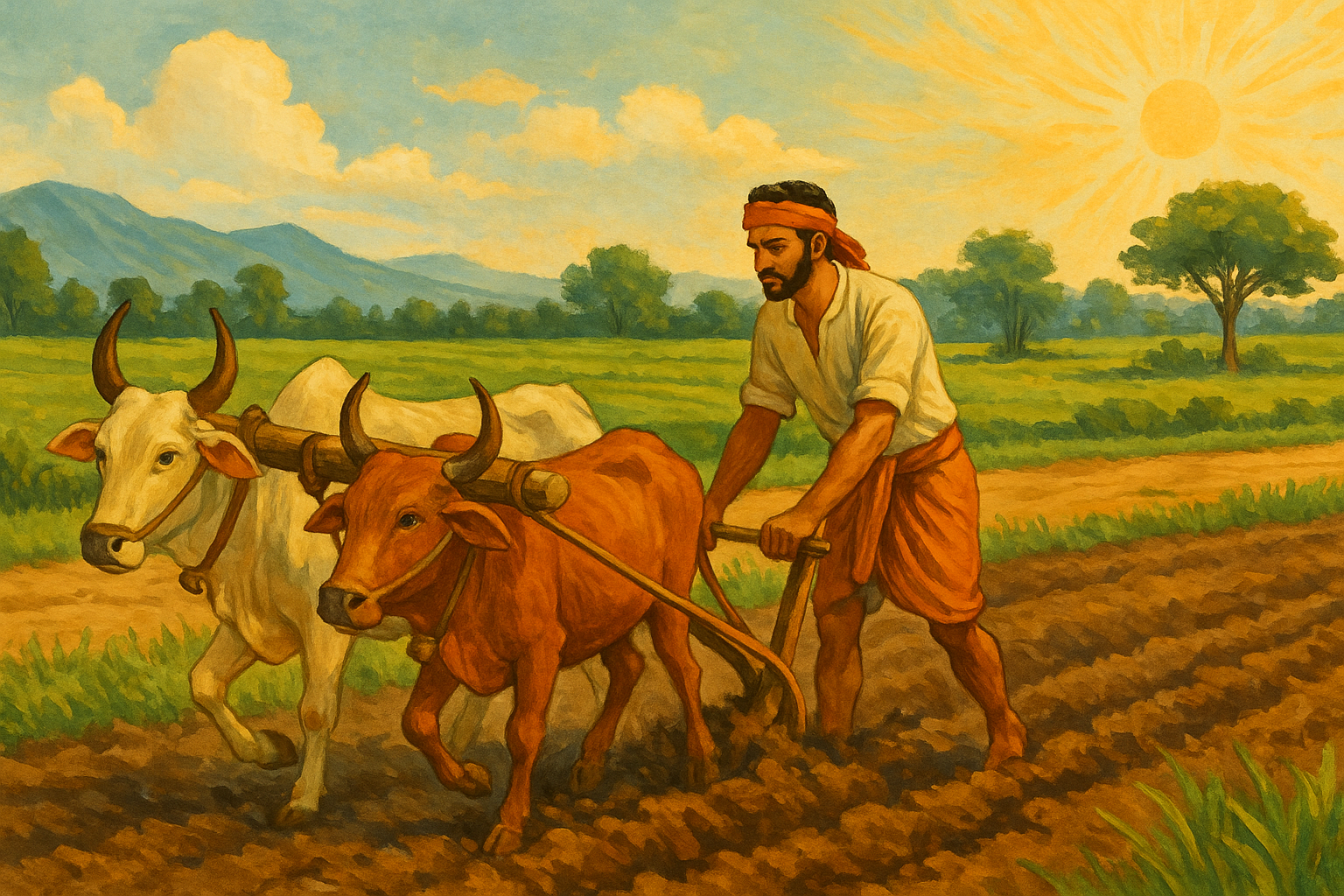 Farmers working in field